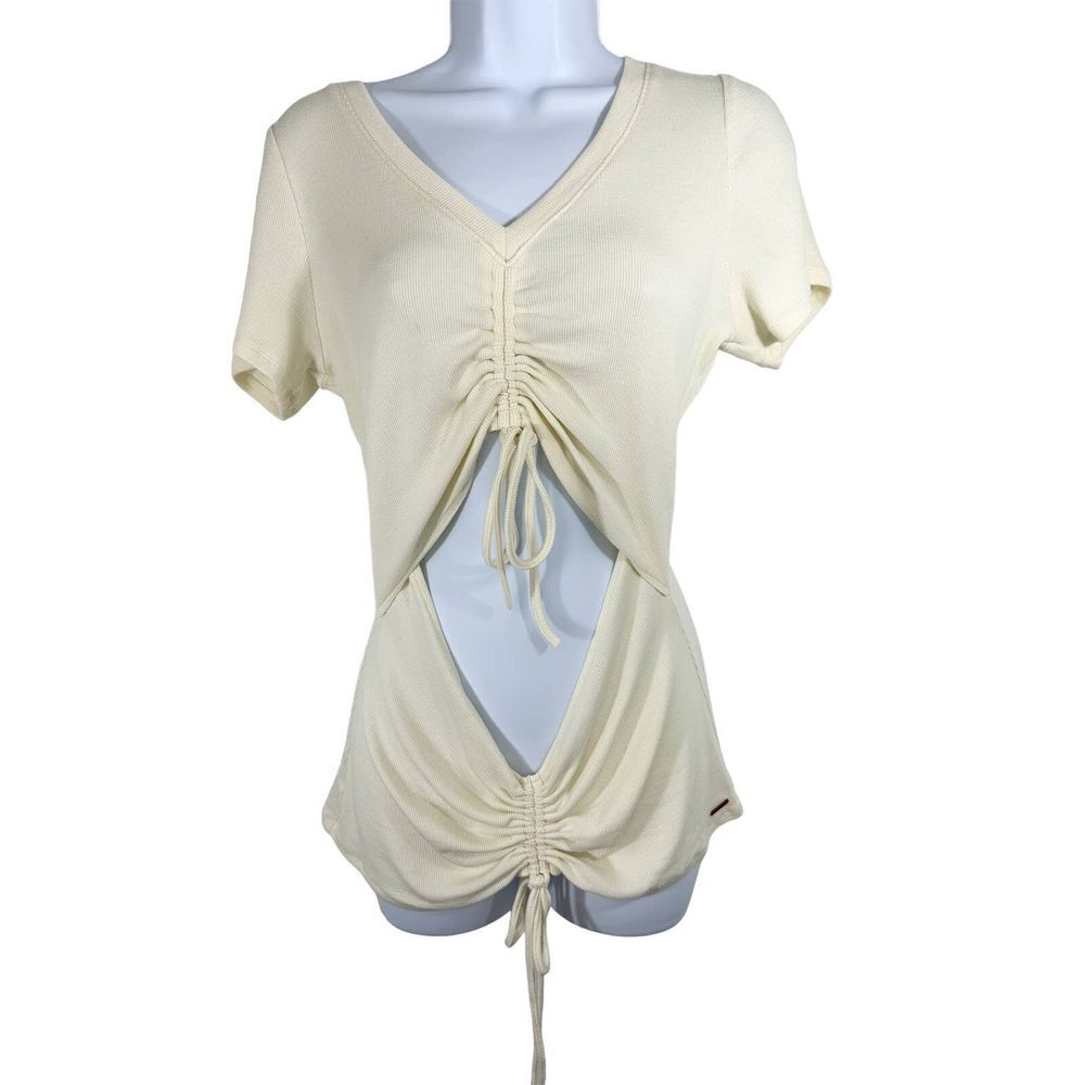 n:Philanthropy Women's‎ NEW SZ S Miley - Top Pearl V-neck Short Sleeves Top